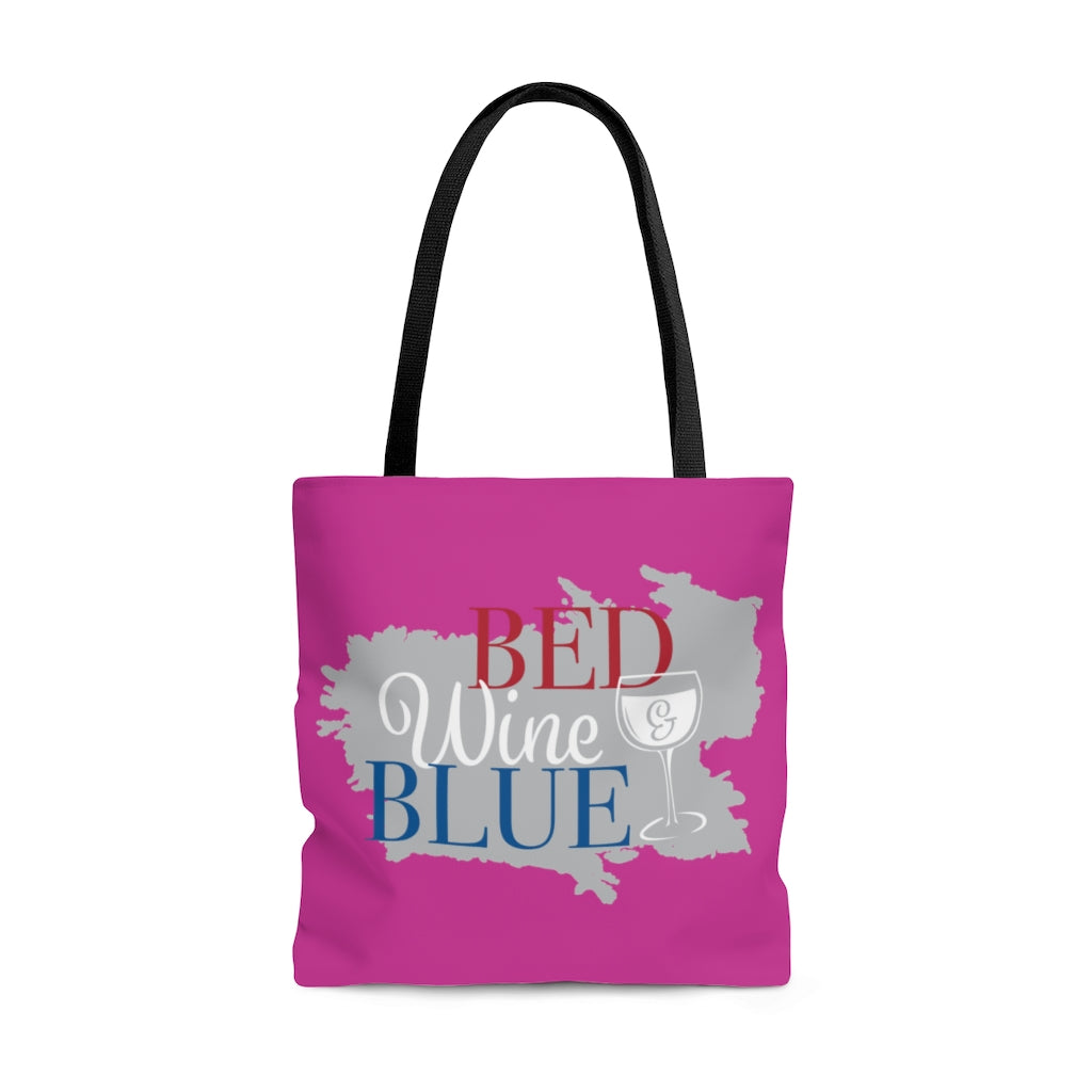 AOP Bed & Wine Royal Pink Tote Bag