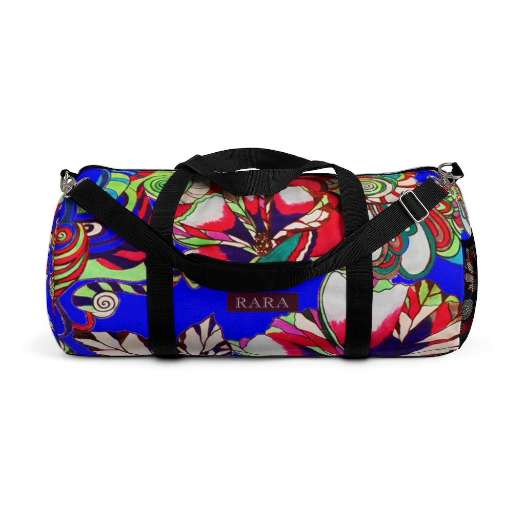 Artsy Floral Pop Electric Blue Duffel Bag