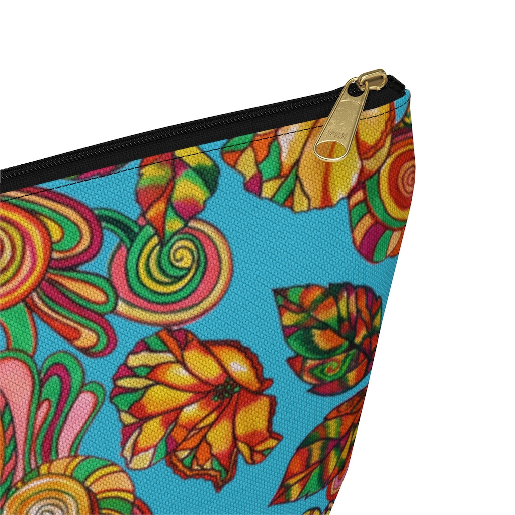 Aqua Artsy Floral Accessory Pouch