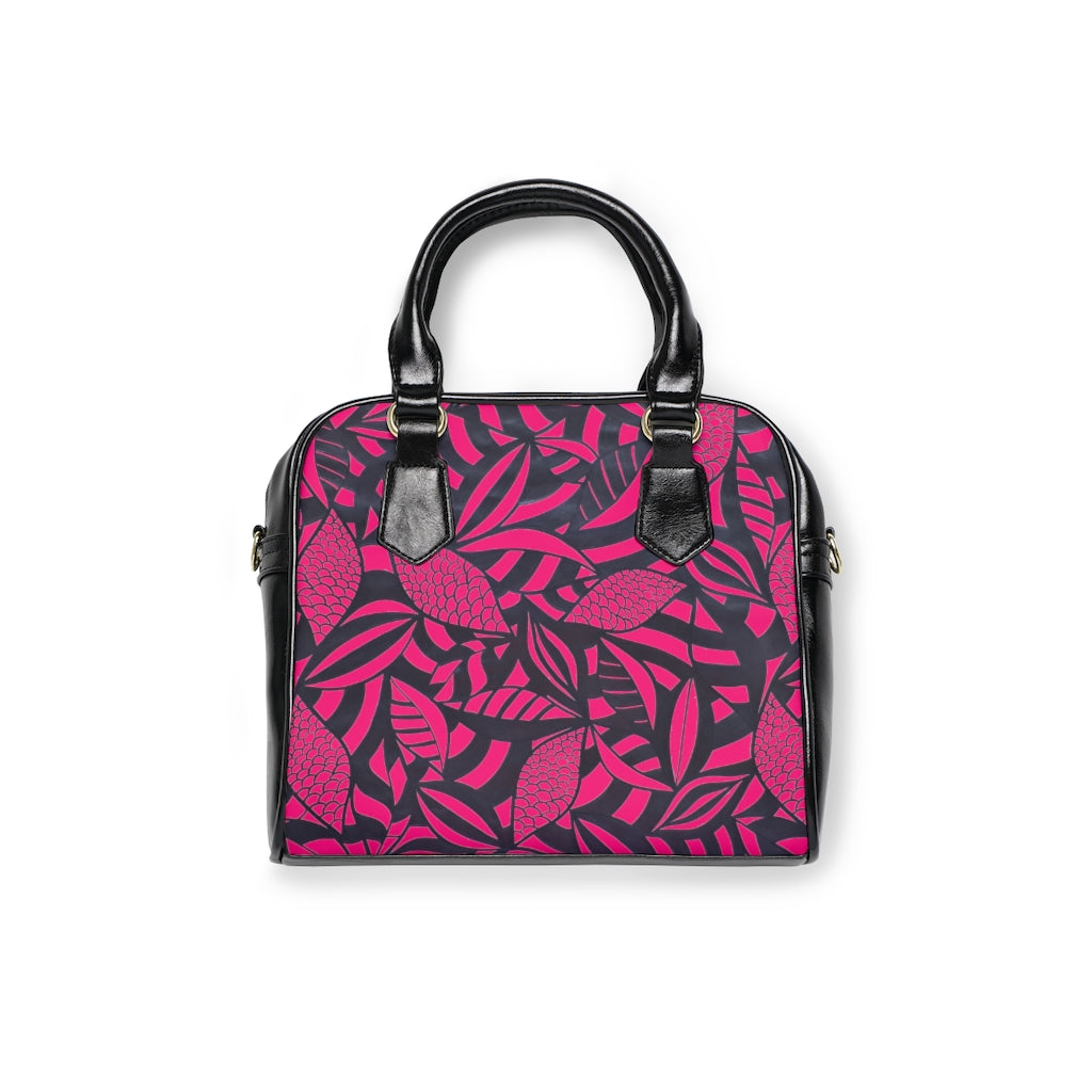 hot pink tropical print handbag