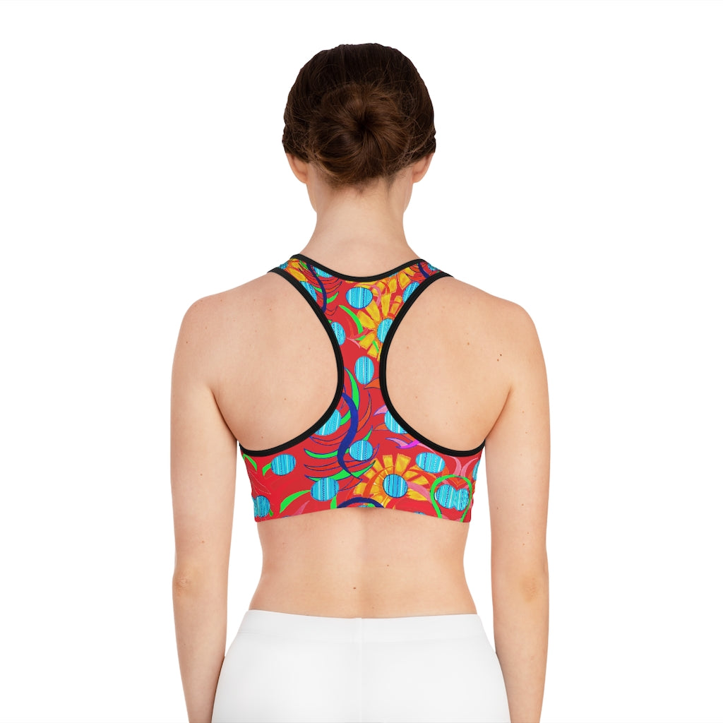 Scarlet Sunflower Print (AOP) Sports Bra