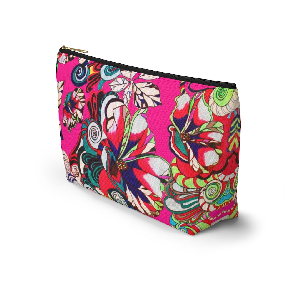 Floral Pop Hot Pink Accessory Pouch