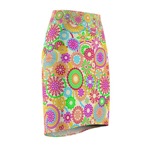 AOP 70's Lemon Pencil Skirt
