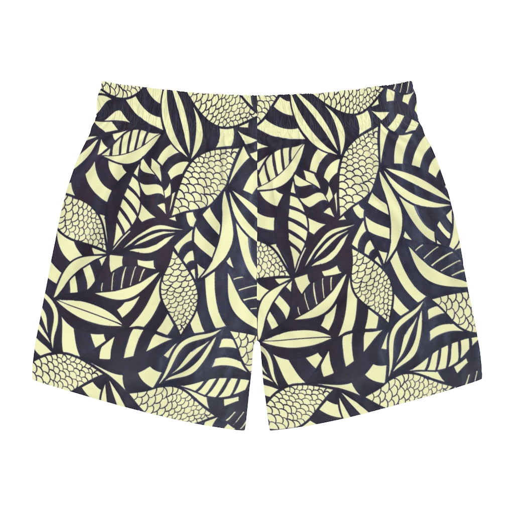 Cream Tropical Minimalist Men's Swimming Trunks