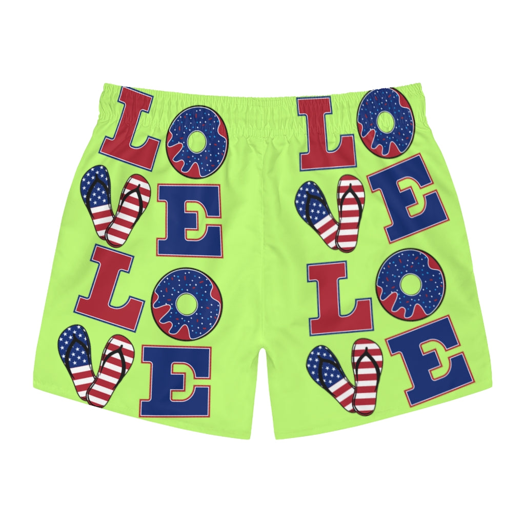 Men's American Love Lime Swimming Trunks