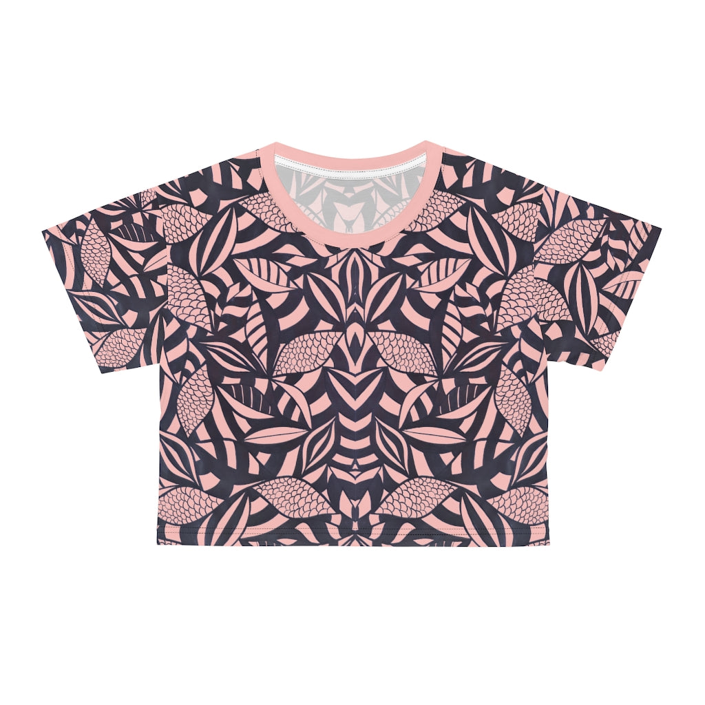 blush tropical print crop t-shirt