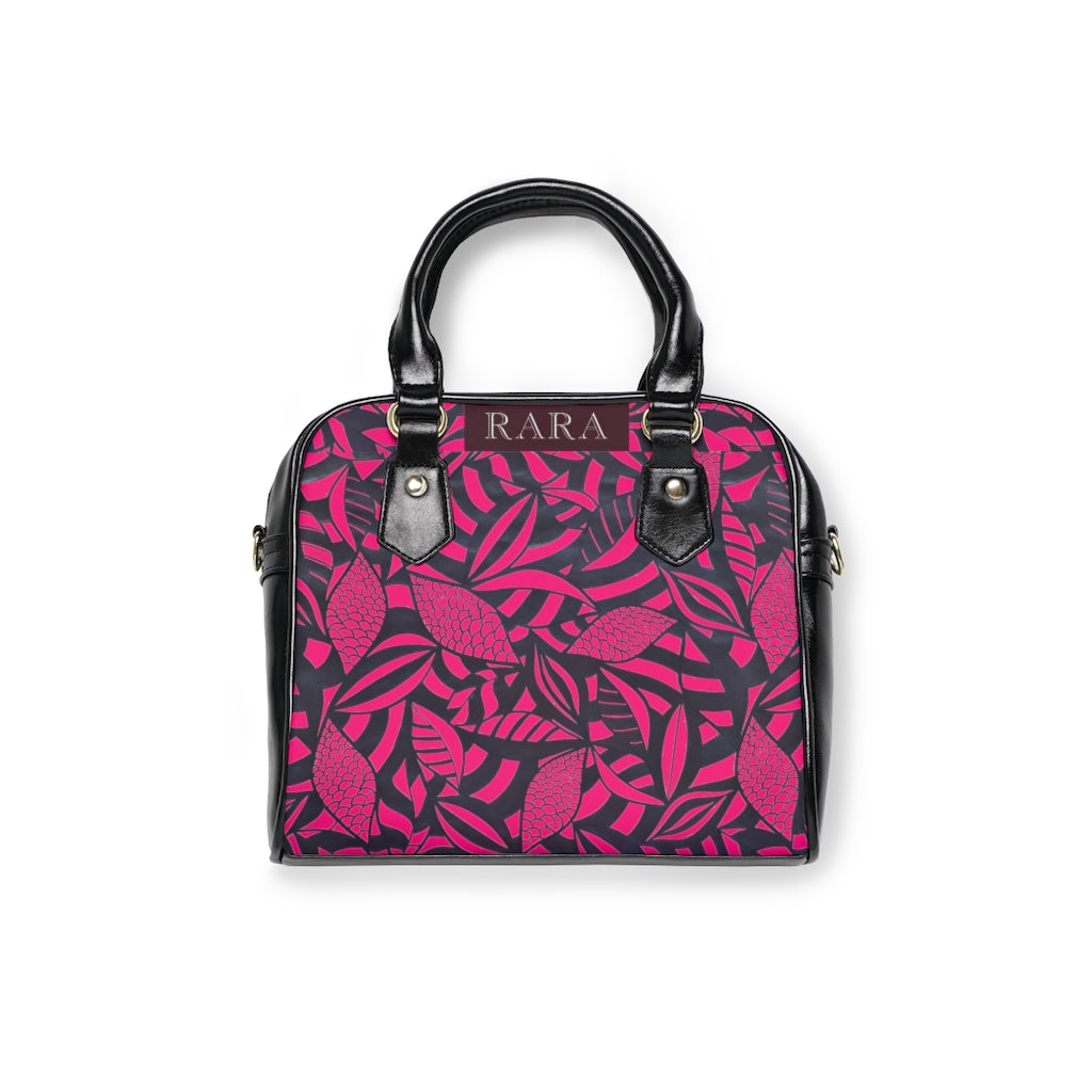 hot pink tropical print handbag