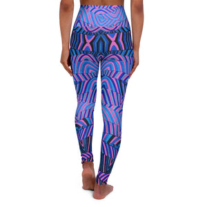 rose & blue psychedelic print yoga athleisure leggings for women