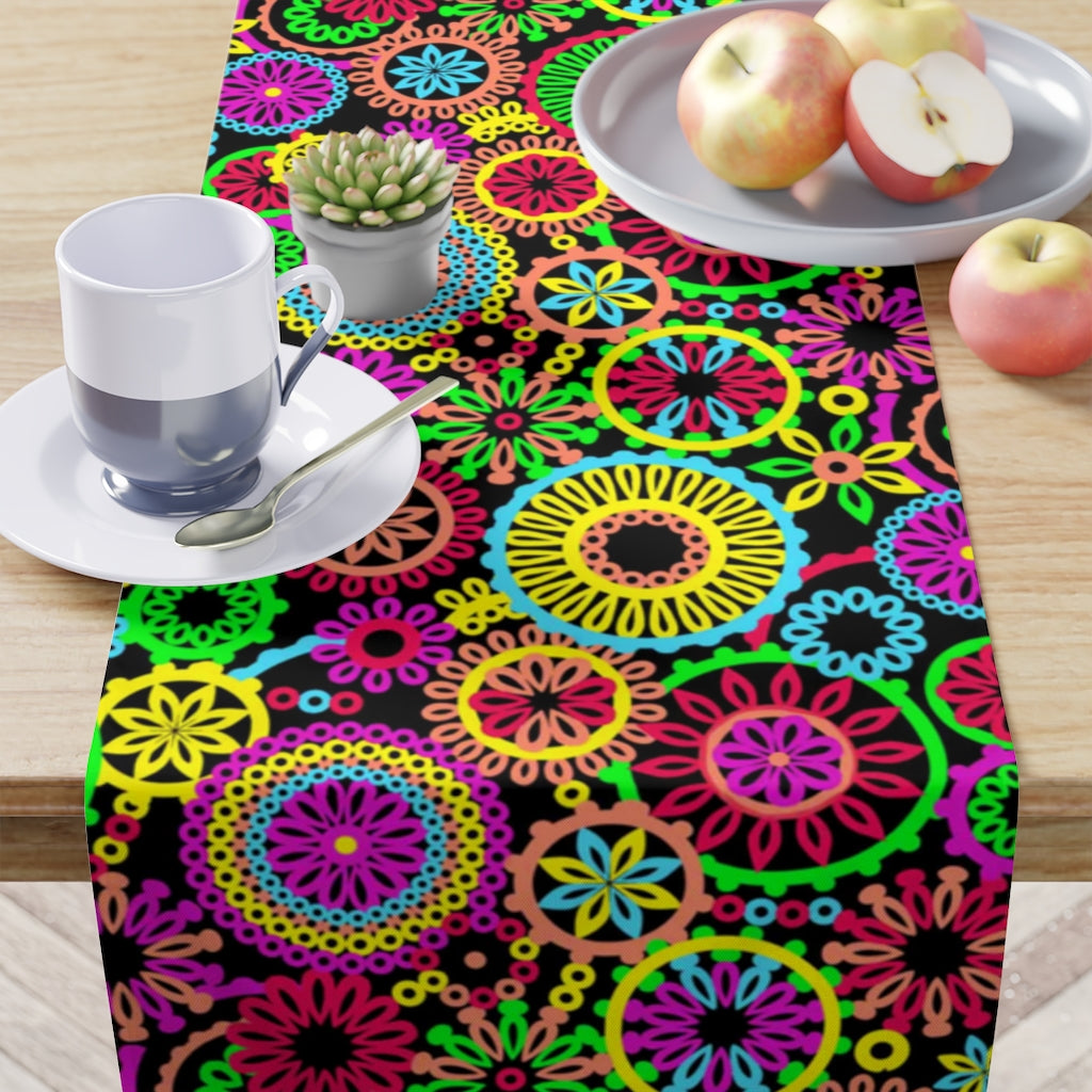 70s Vibe Black Table Runner