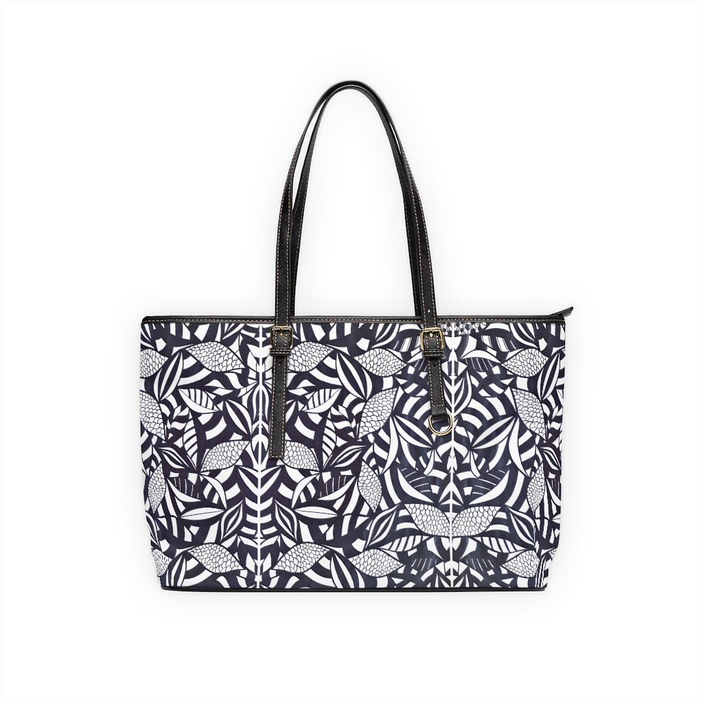 white tropical print totebag