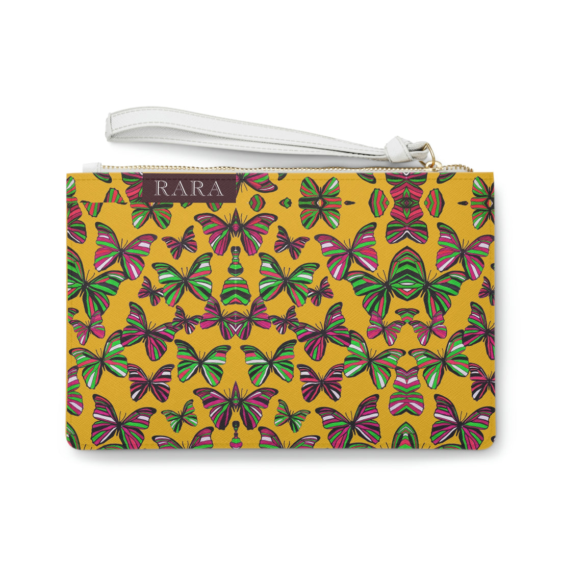 Yellow Butterfly Print Clutch Bag