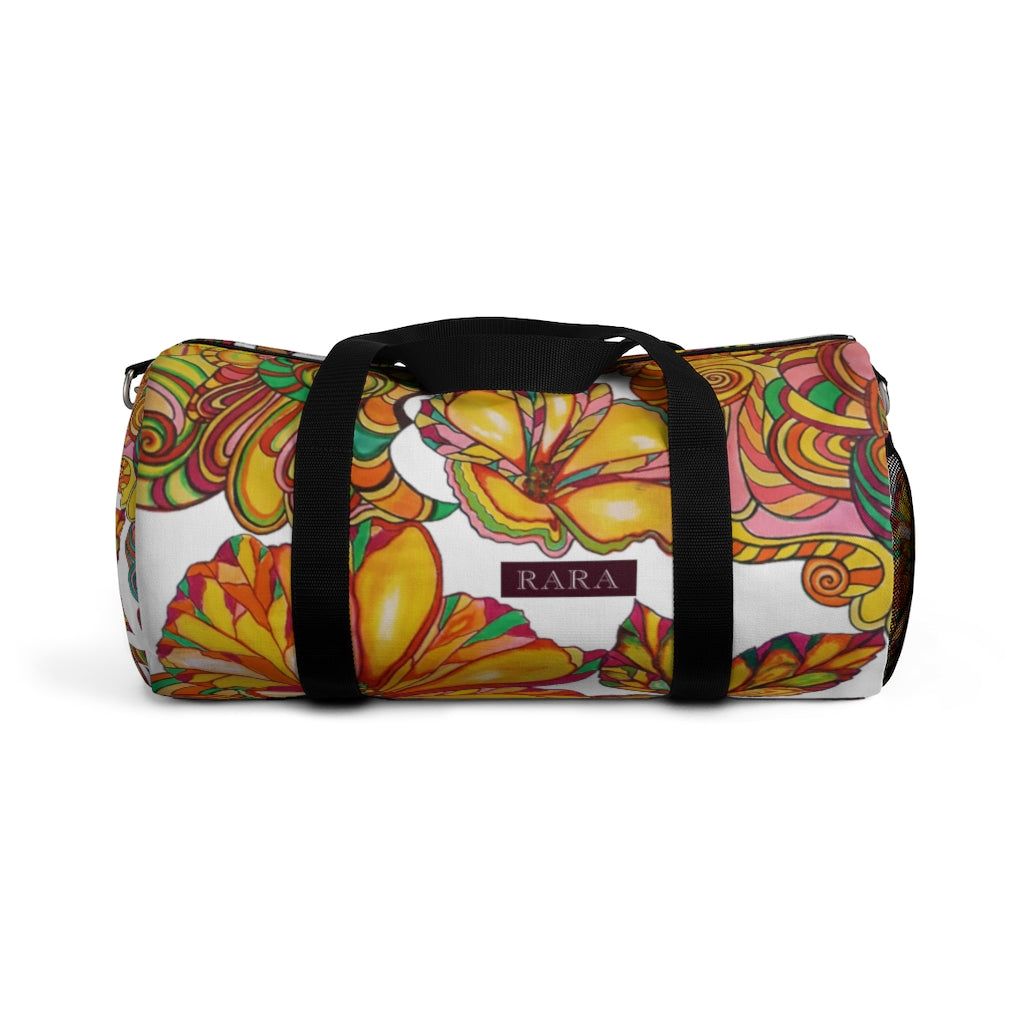 Artsy Floral White Duffel Bag