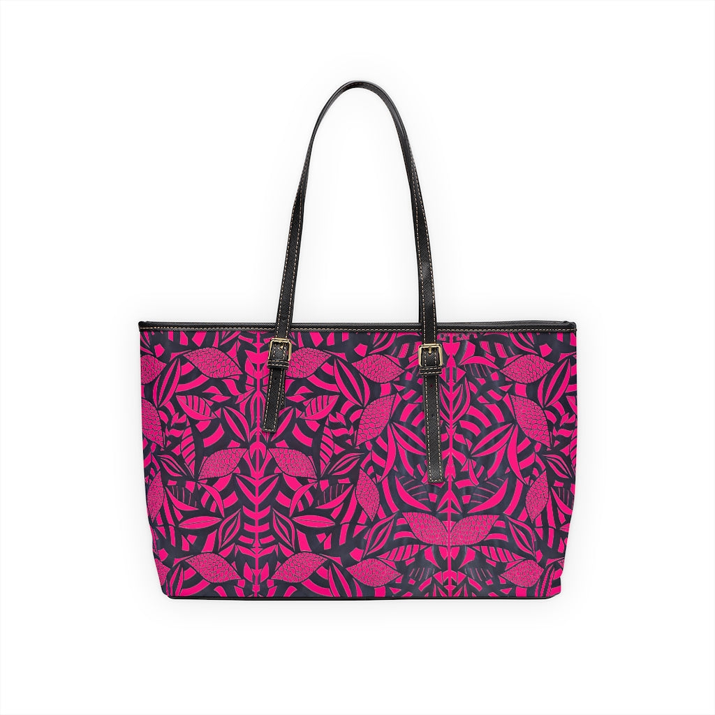 Hot Pink Tropical Minimalist PU Leather Shoulder Bag