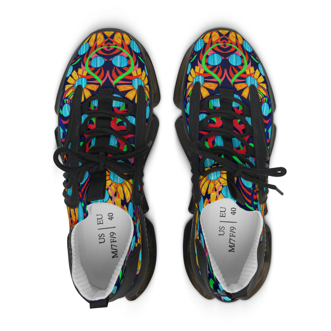 ink women's mesh knit sunflower printed sneakers