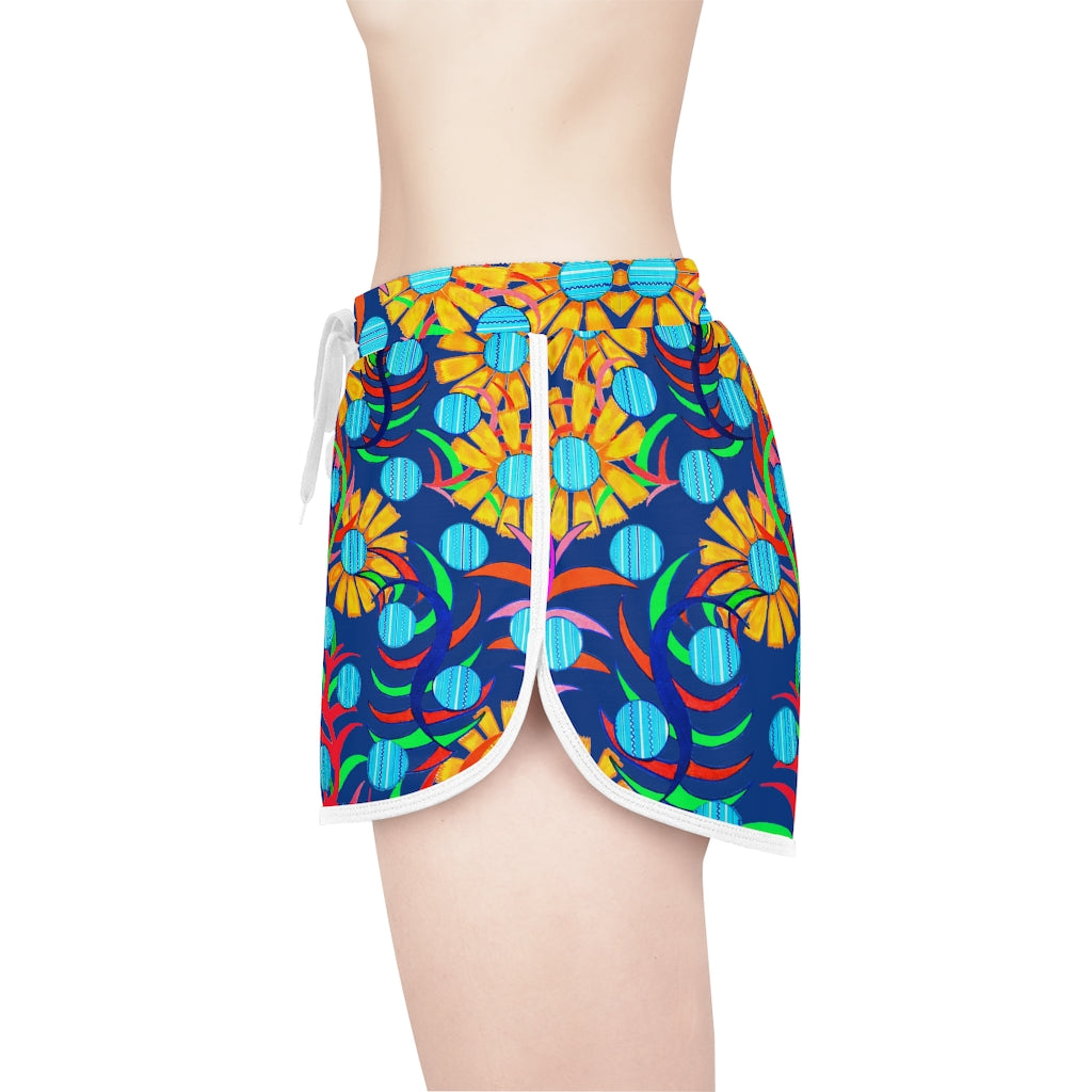 Blue Sunflower Relaxed Shorts