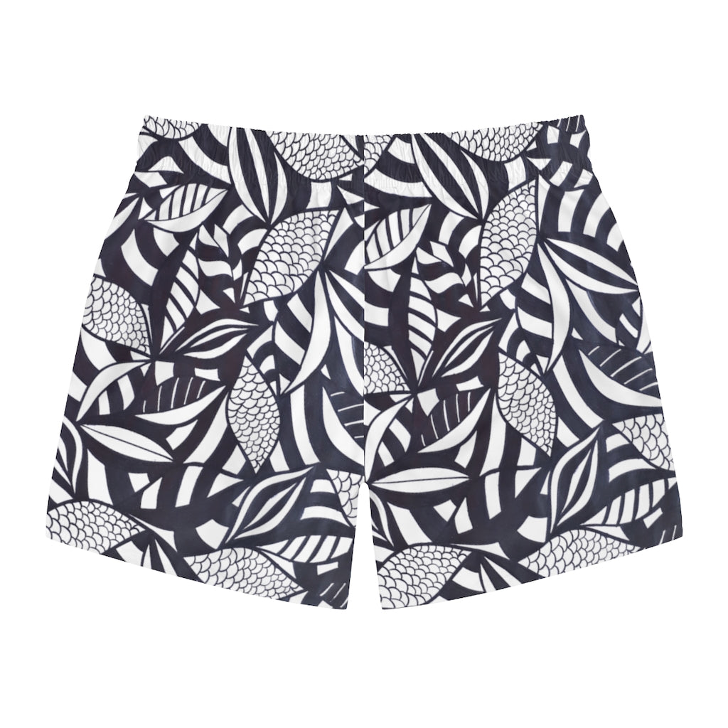 White Tropical Minimalist Swimming Trunks