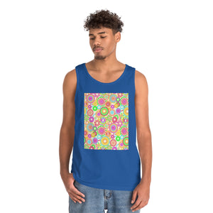 blue unisex psychedelic print tank top