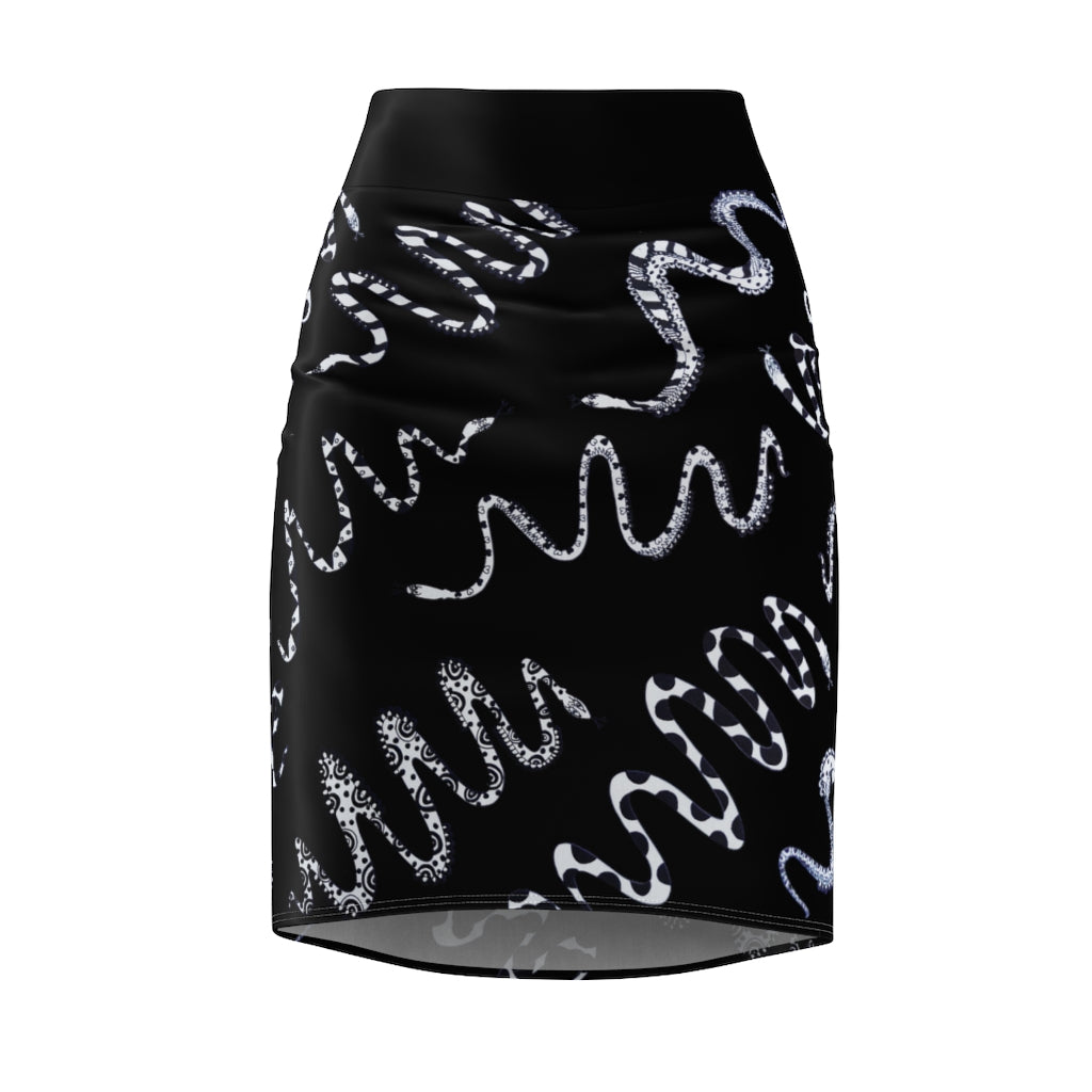 black  snake print pencil skirt