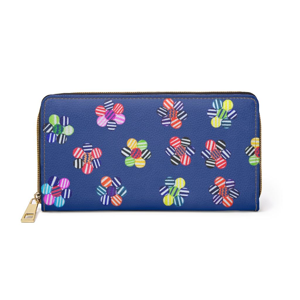 Blue Candy Floral Zipper Wallet