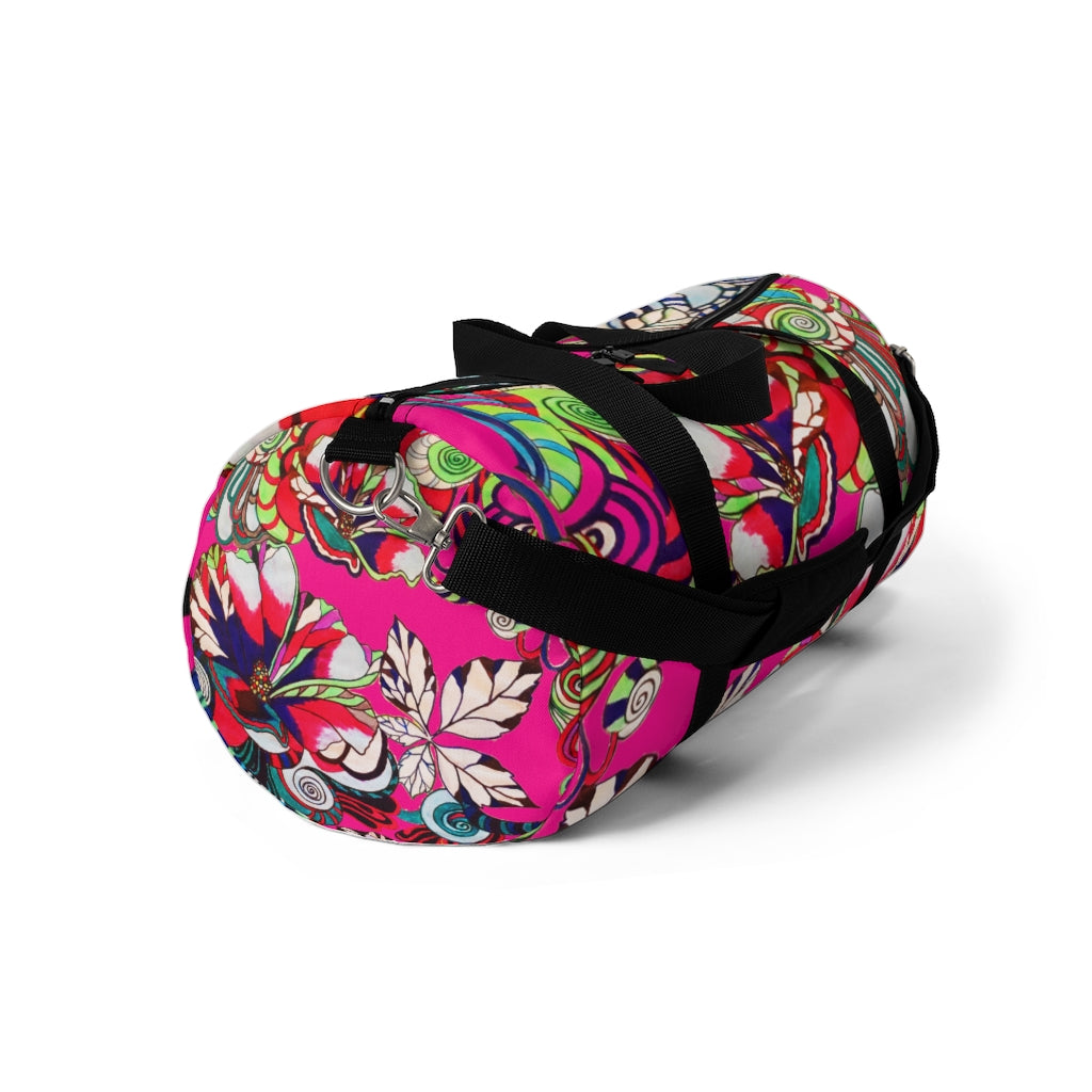 Artsy Floral Pop Pink Duffel Bag