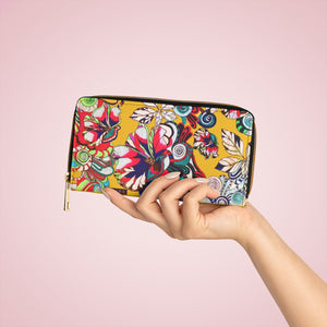 yellow graphic floral pop wallet