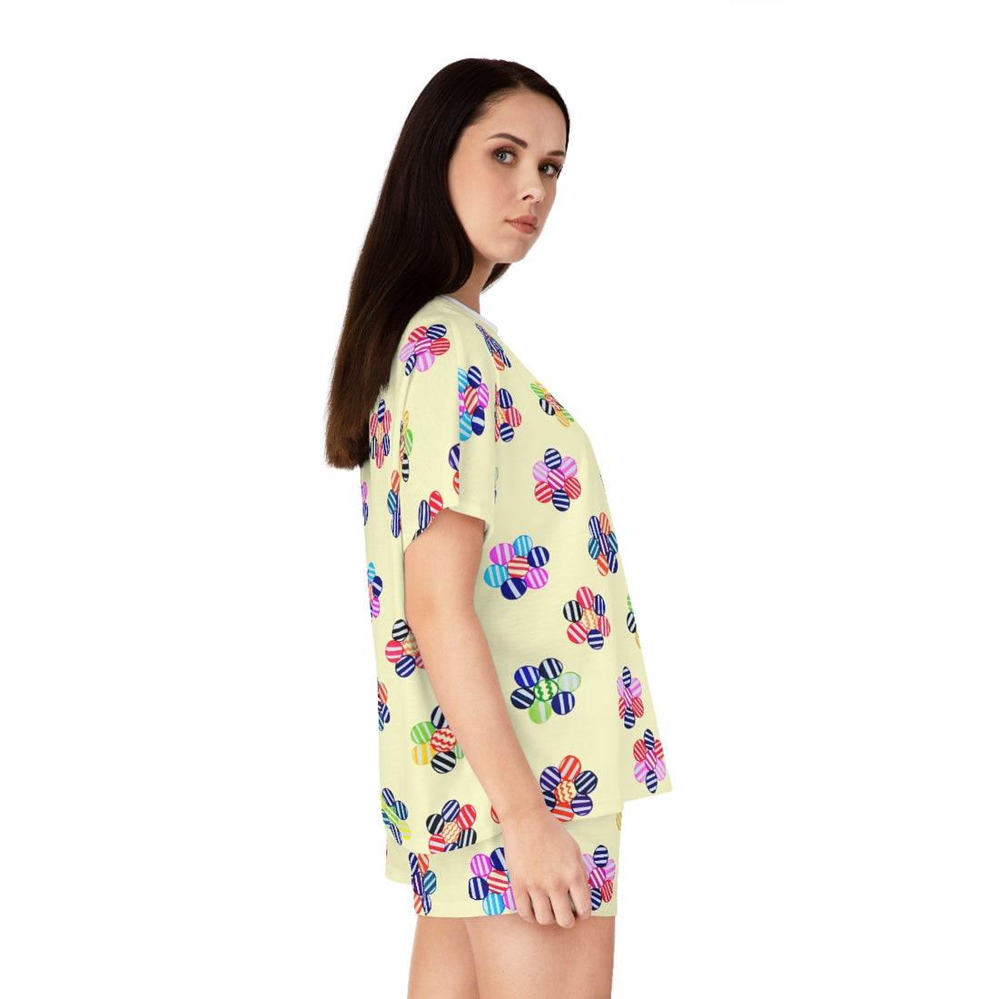 Cream Candy Floral Short Pajama Set (AOP)