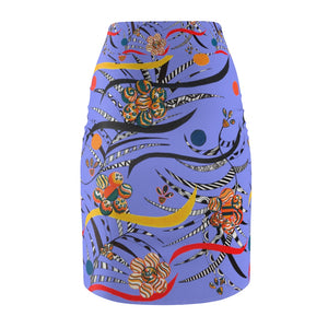 very peri animal & floral print pencil skirt 