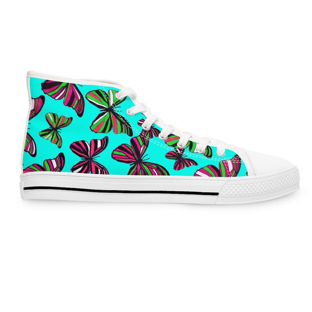 Cyan Butterflies Women's High Top Sneakers