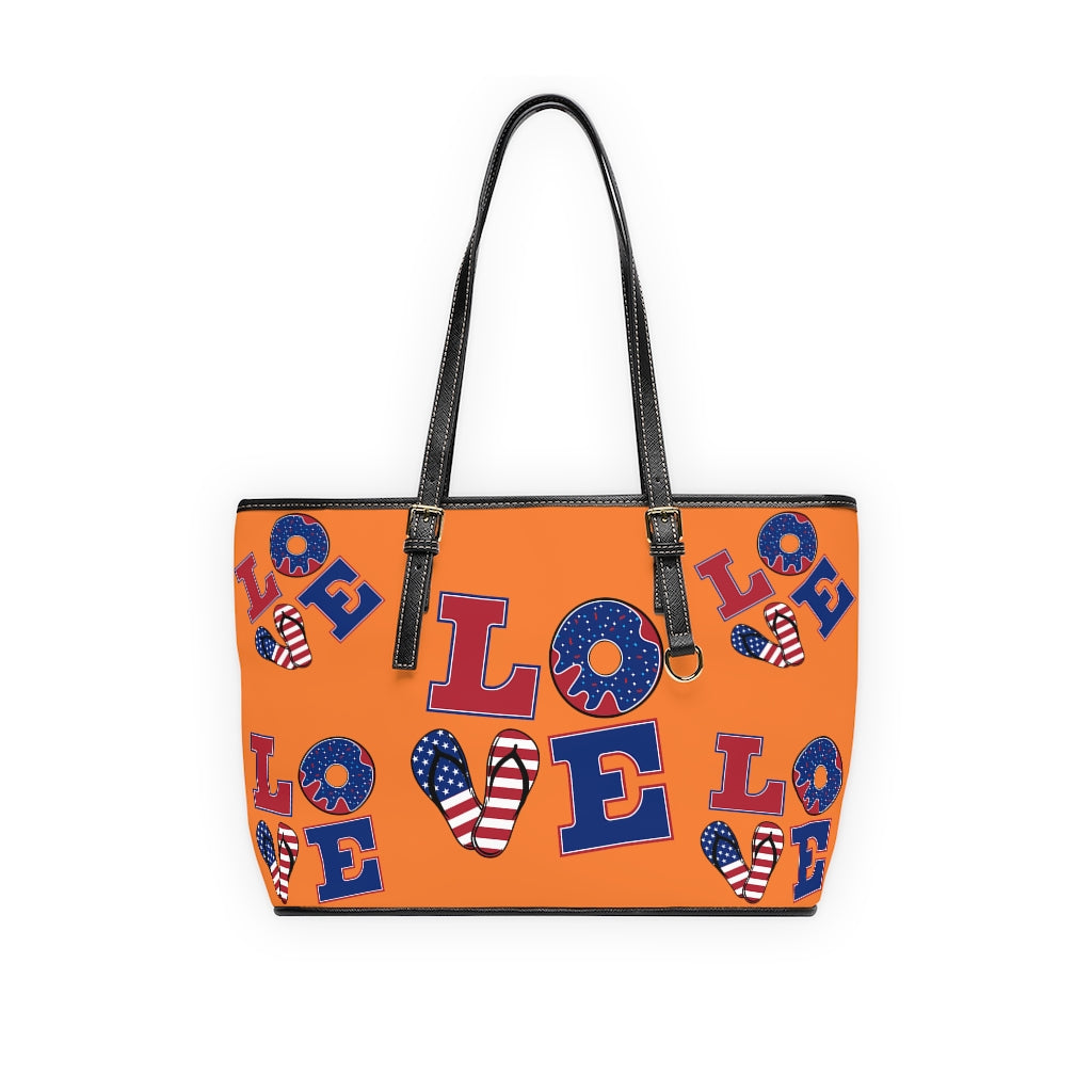 peach love america print tote