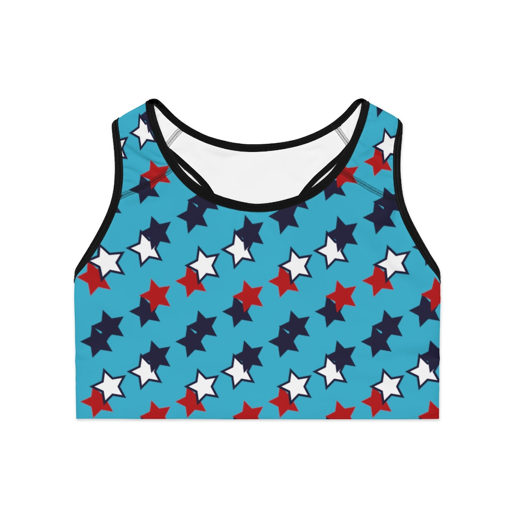 Aqua Star Print (AOP) Sports Bra