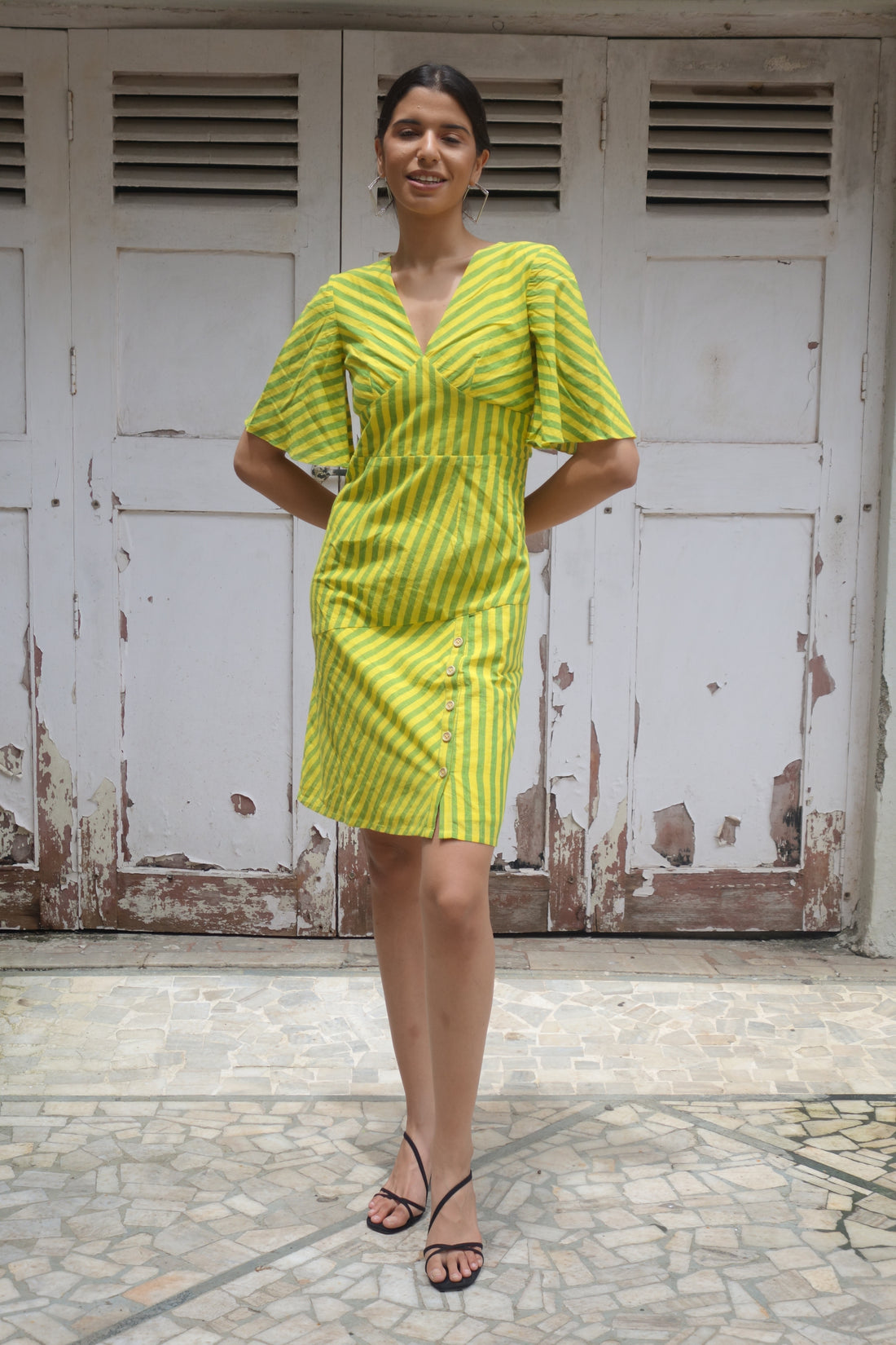 Green & Yellow Striped dress