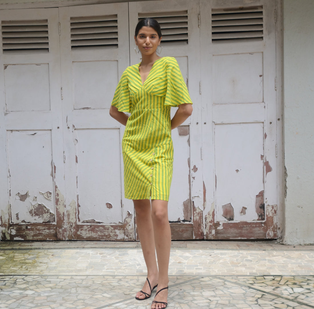 Green & Yellow Striped dress