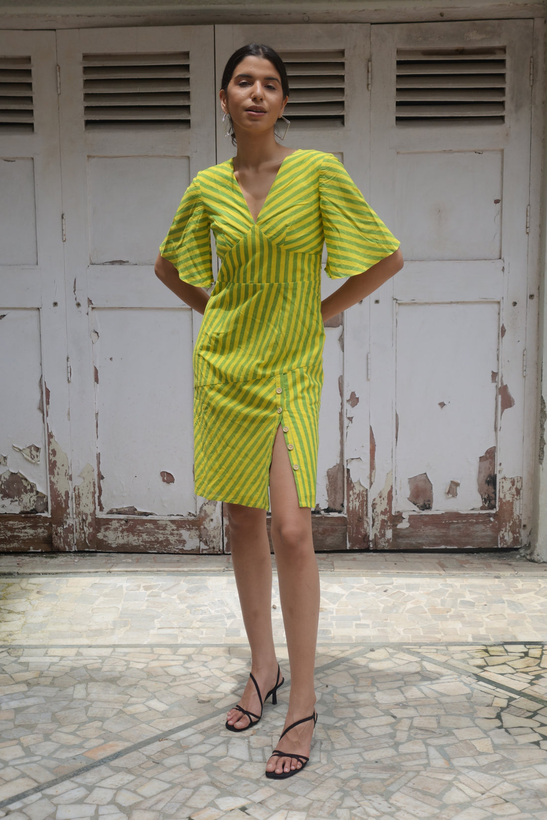 Green & Yellow Striped dress