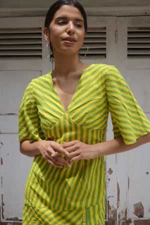 Green & Yellow Striped dress