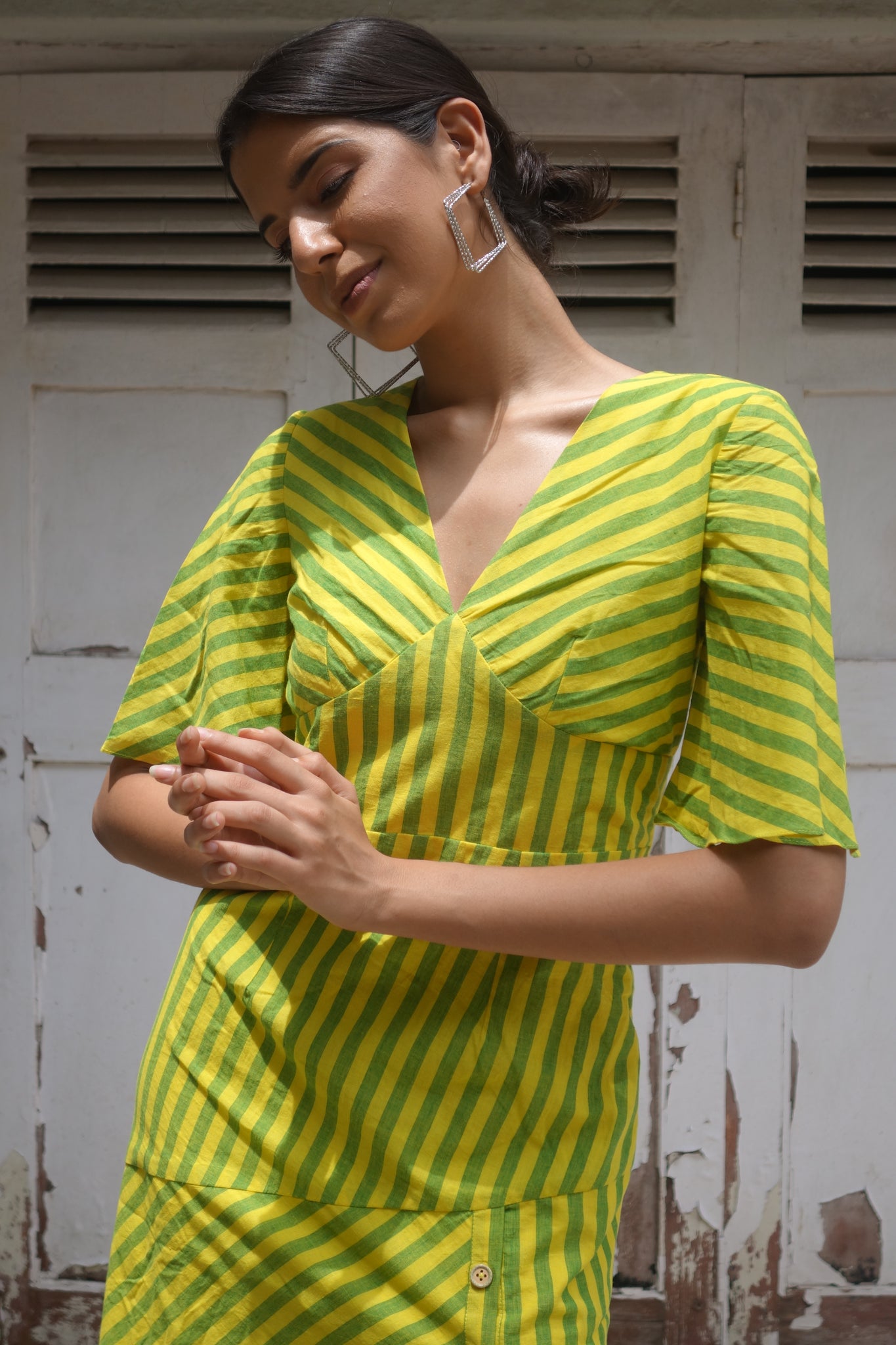 Green & Yellow Striped dress