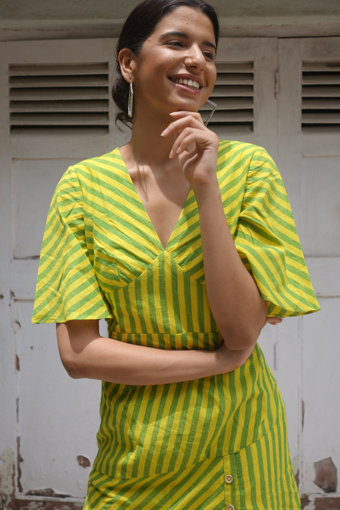 Green & Yellow Striped dress