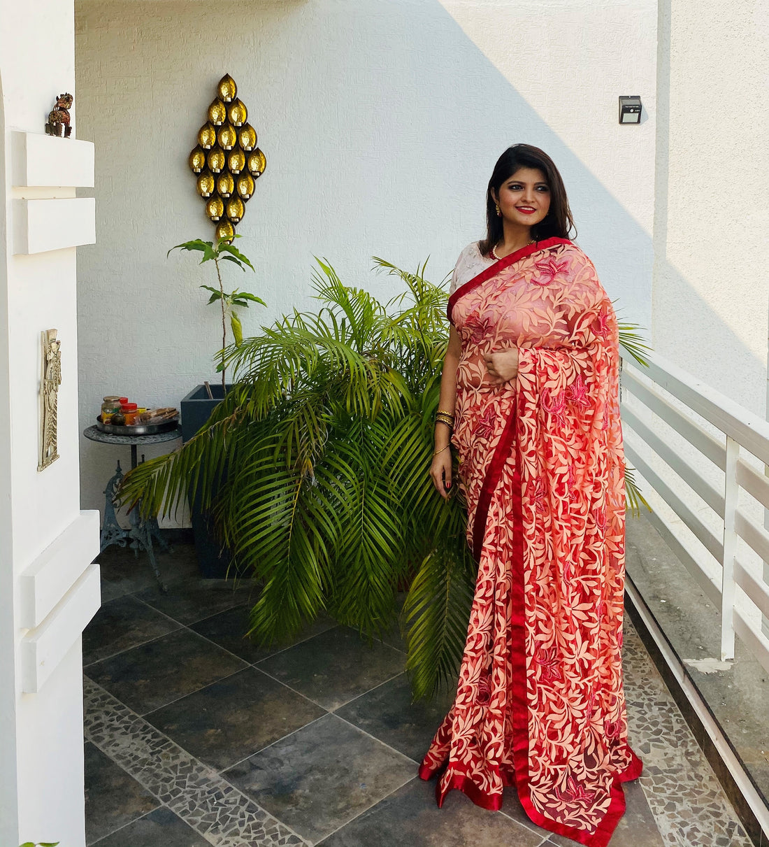 DUAL TONE HAND EMBROIDERED SARI