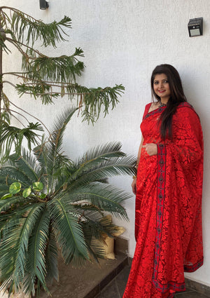 Festive Red Sari