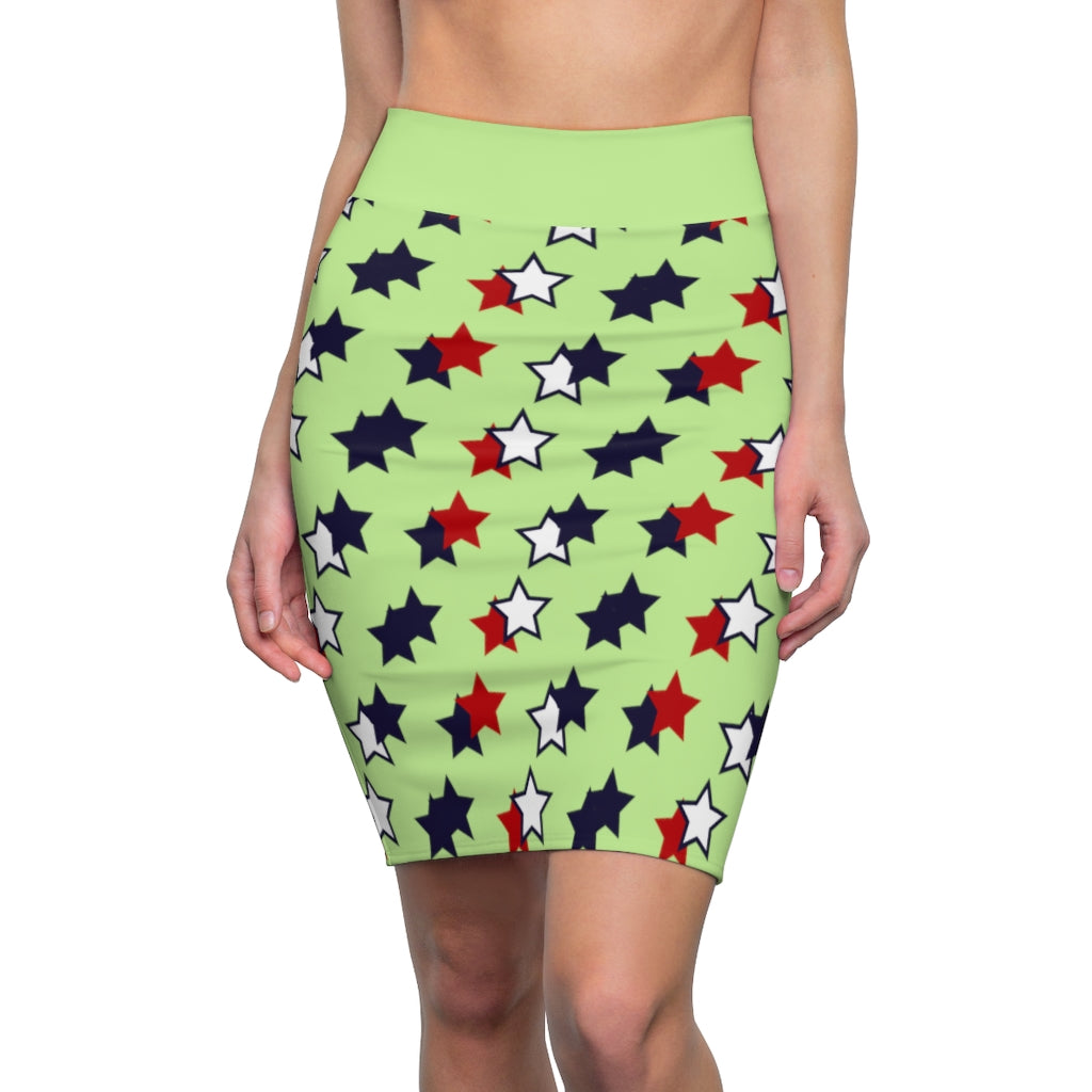 AOP Starry Mint Pencil Skirt