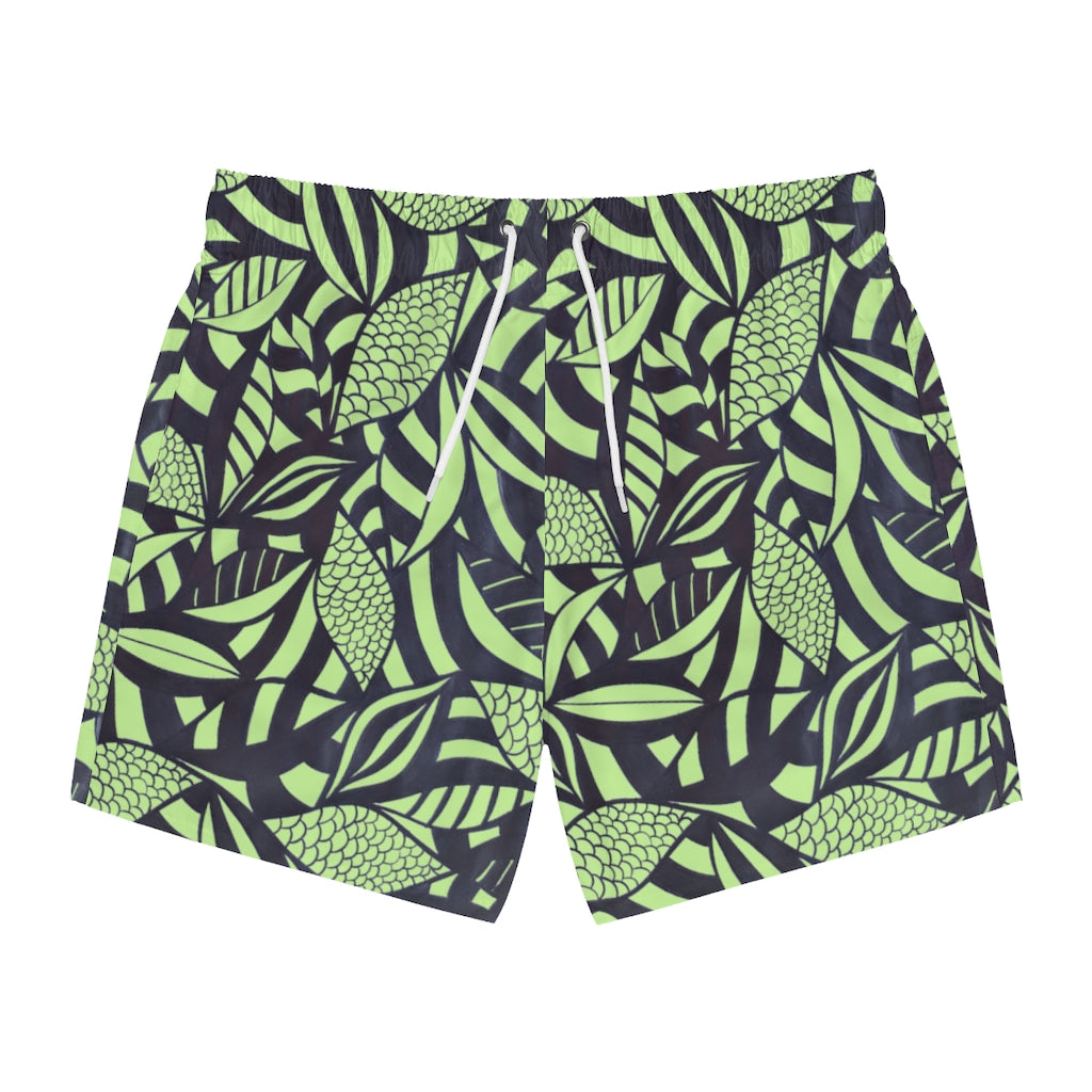 Mint Tropical Minimalist Men's Swimming Trunks