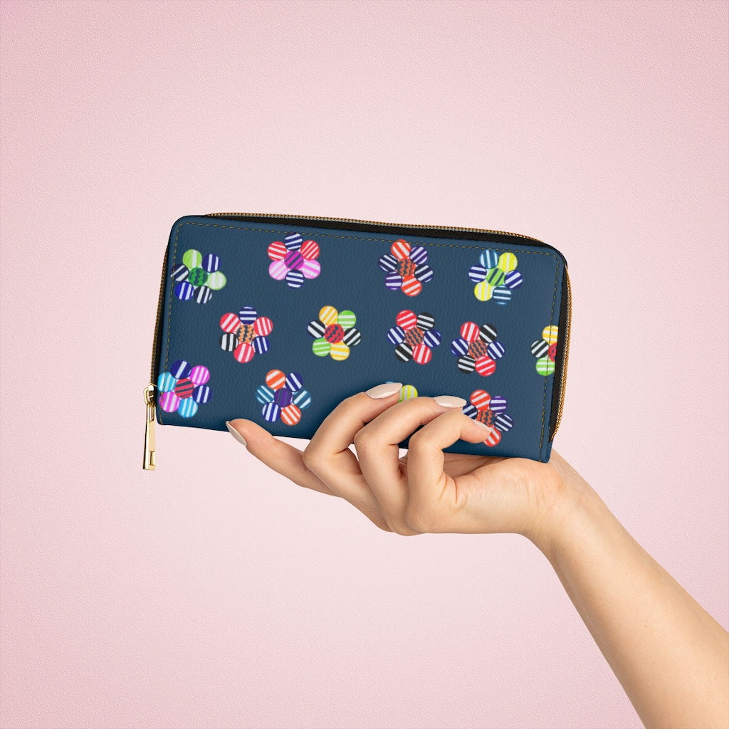 teal floral print clutch wallet