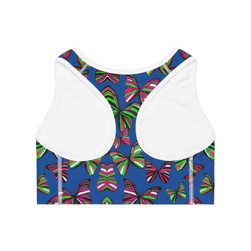 Blue Butterfly (AOP) Sports Bra