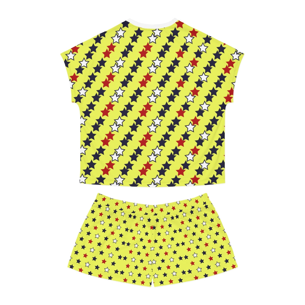 Canary Star Print Short Pajama Set (AOP)