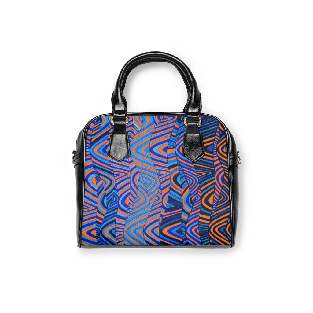 peach  psychedelic print handbag