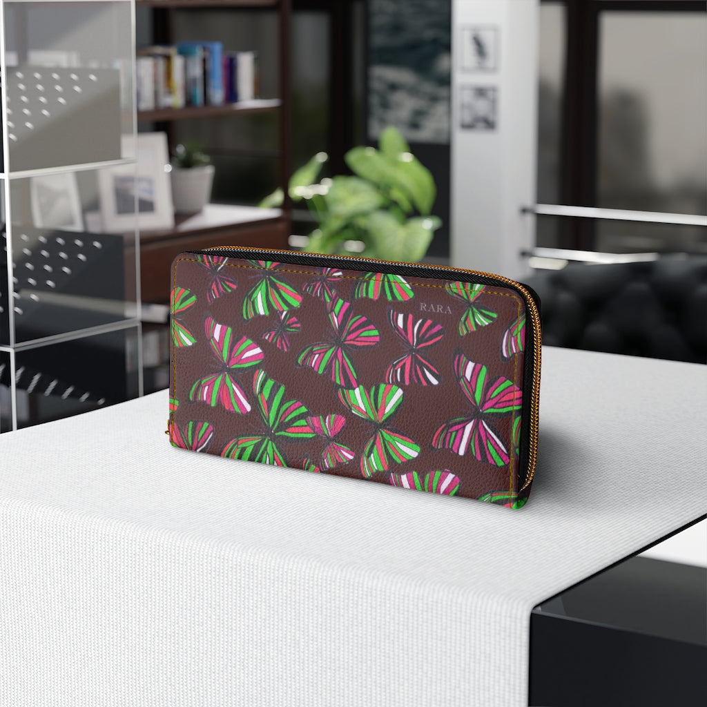 marsala butterfly print wallet