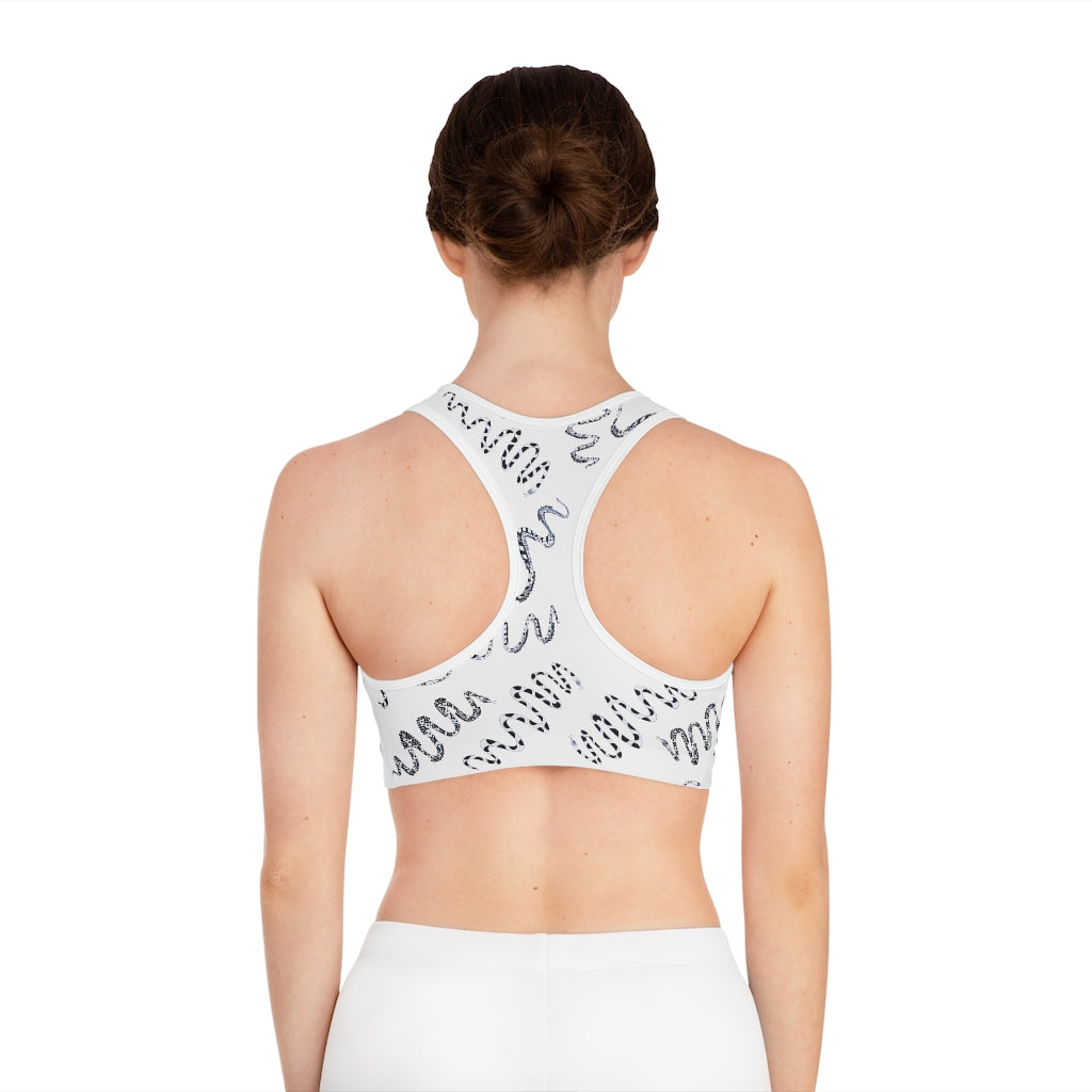 white snake print sports bra