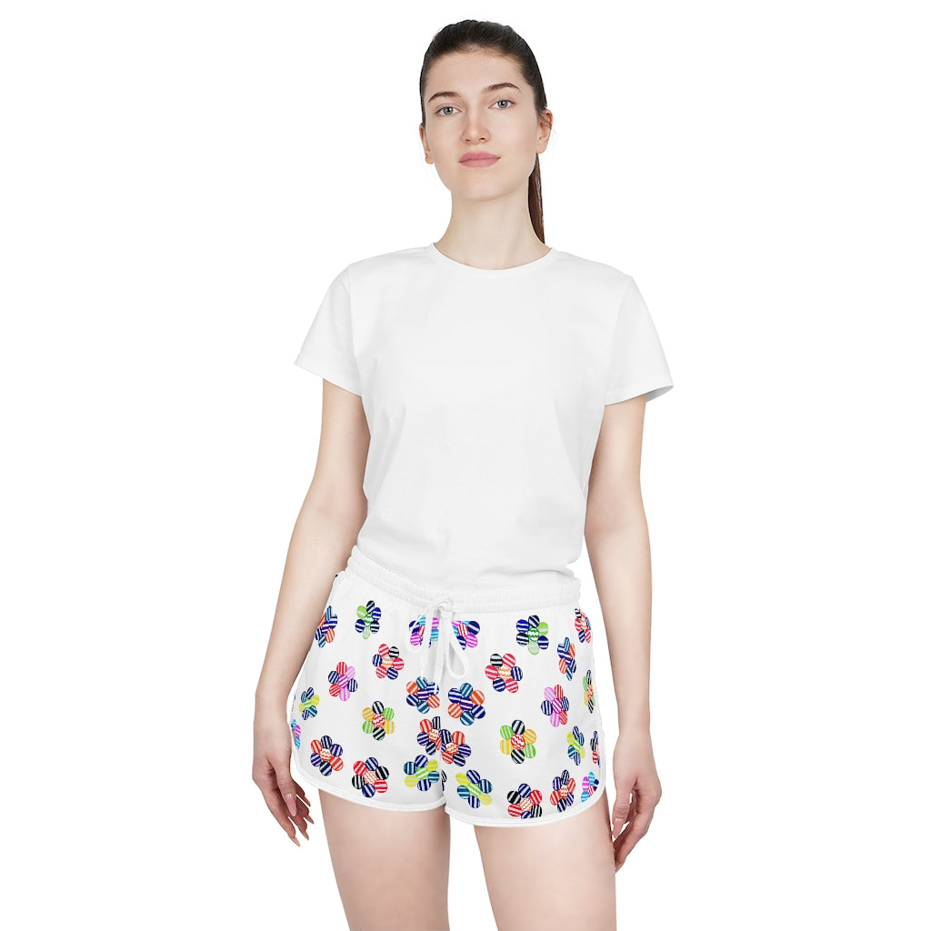 White Candy Florals Relaxed Shorts