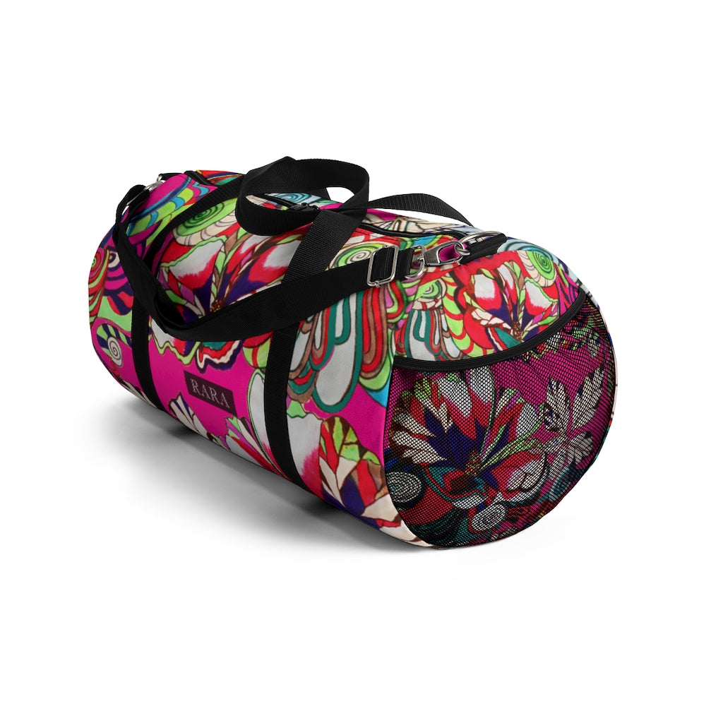 Artsy Floral Pop Pink Duffel Bag