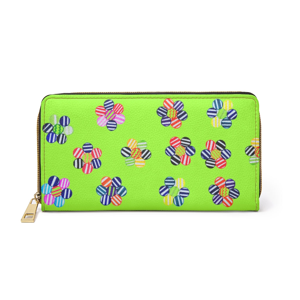 Lime Green Candy Floral Zipper Wallet