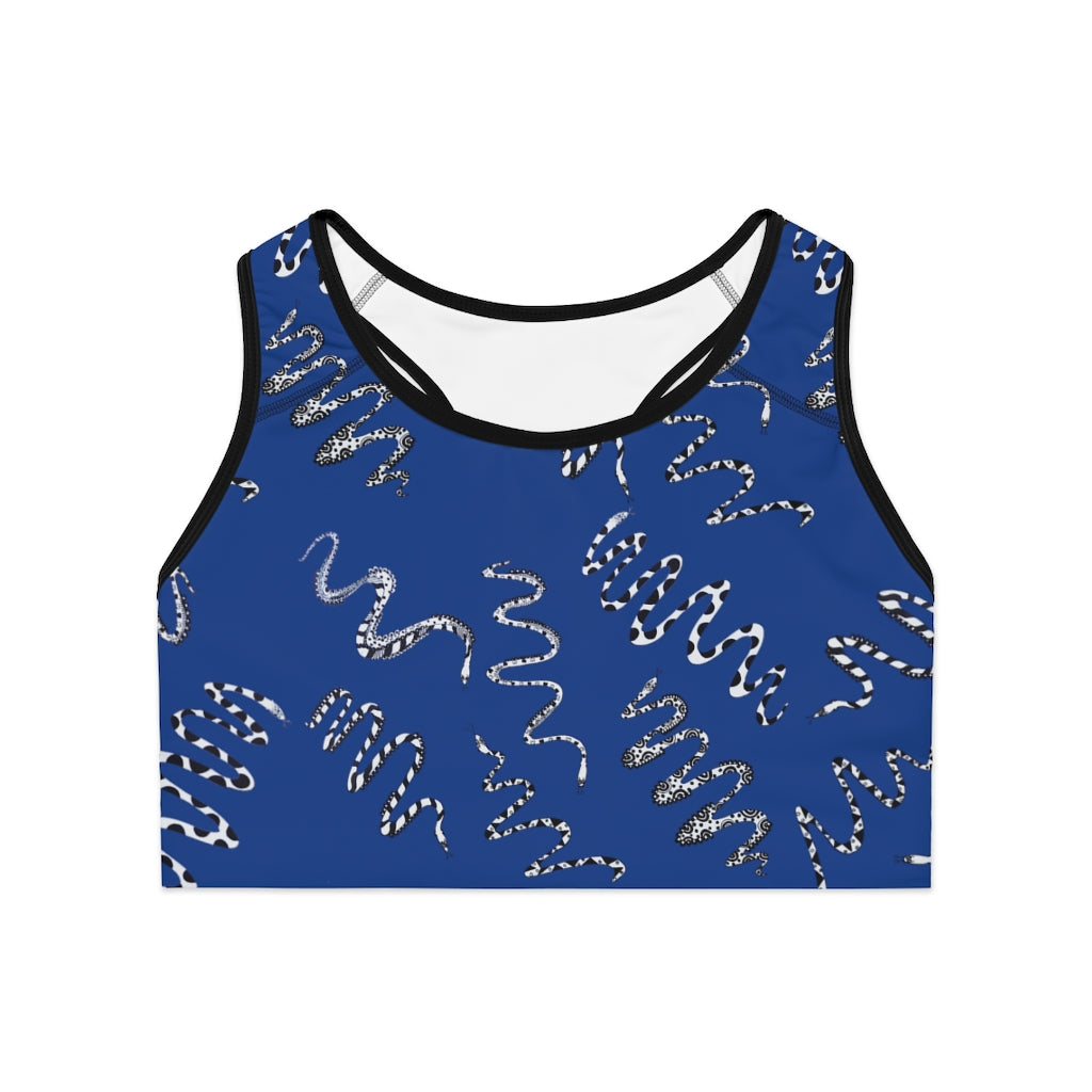 Blue Snake Print (AOP) Sports Bra